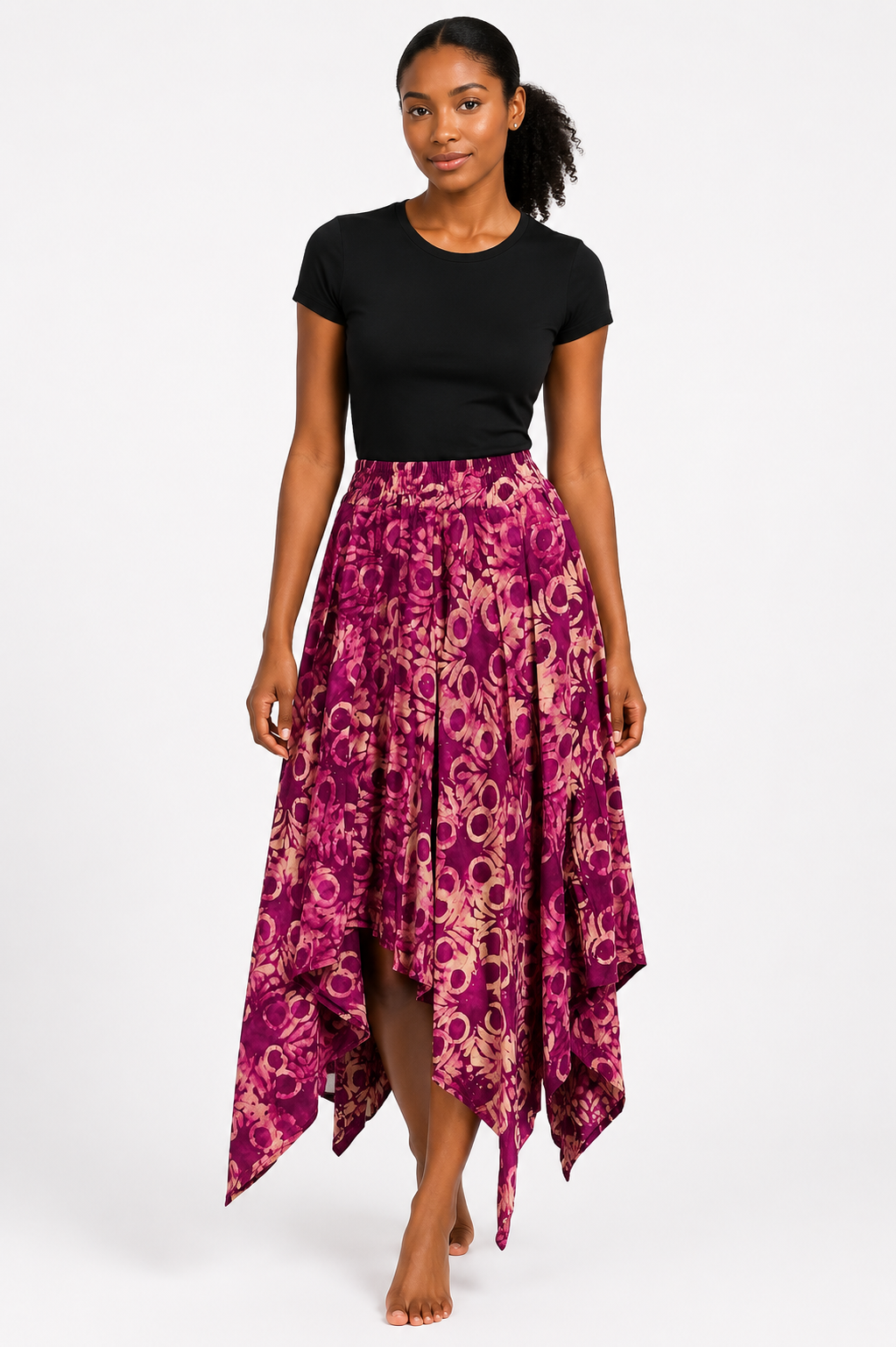 Adire Handkerchief Hem Skirt | African Print Skirt | Agbeke Style