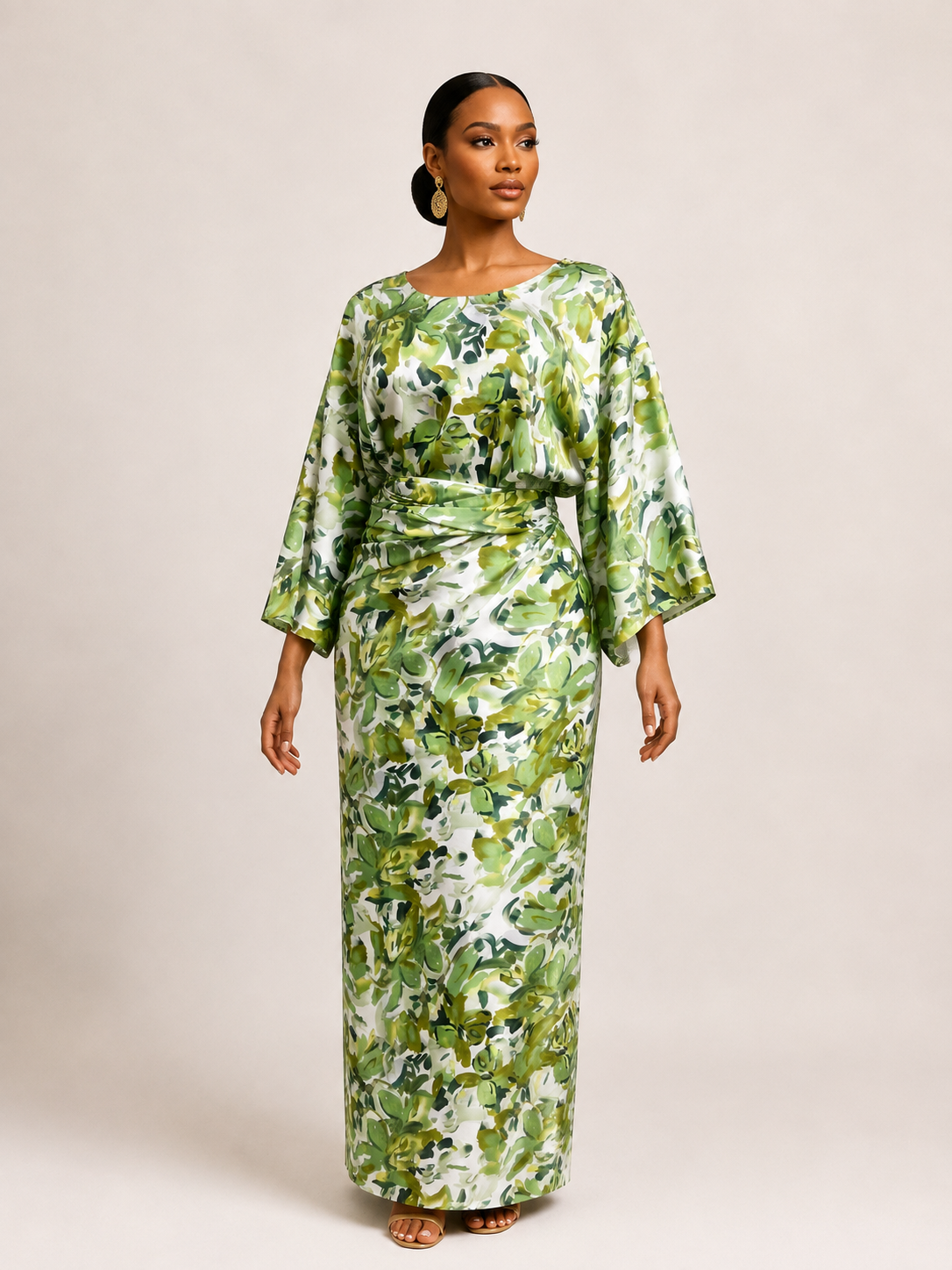 *Silky Iro & Buba Wrap Set | Floral Print Two-Piece | Agbeke Style