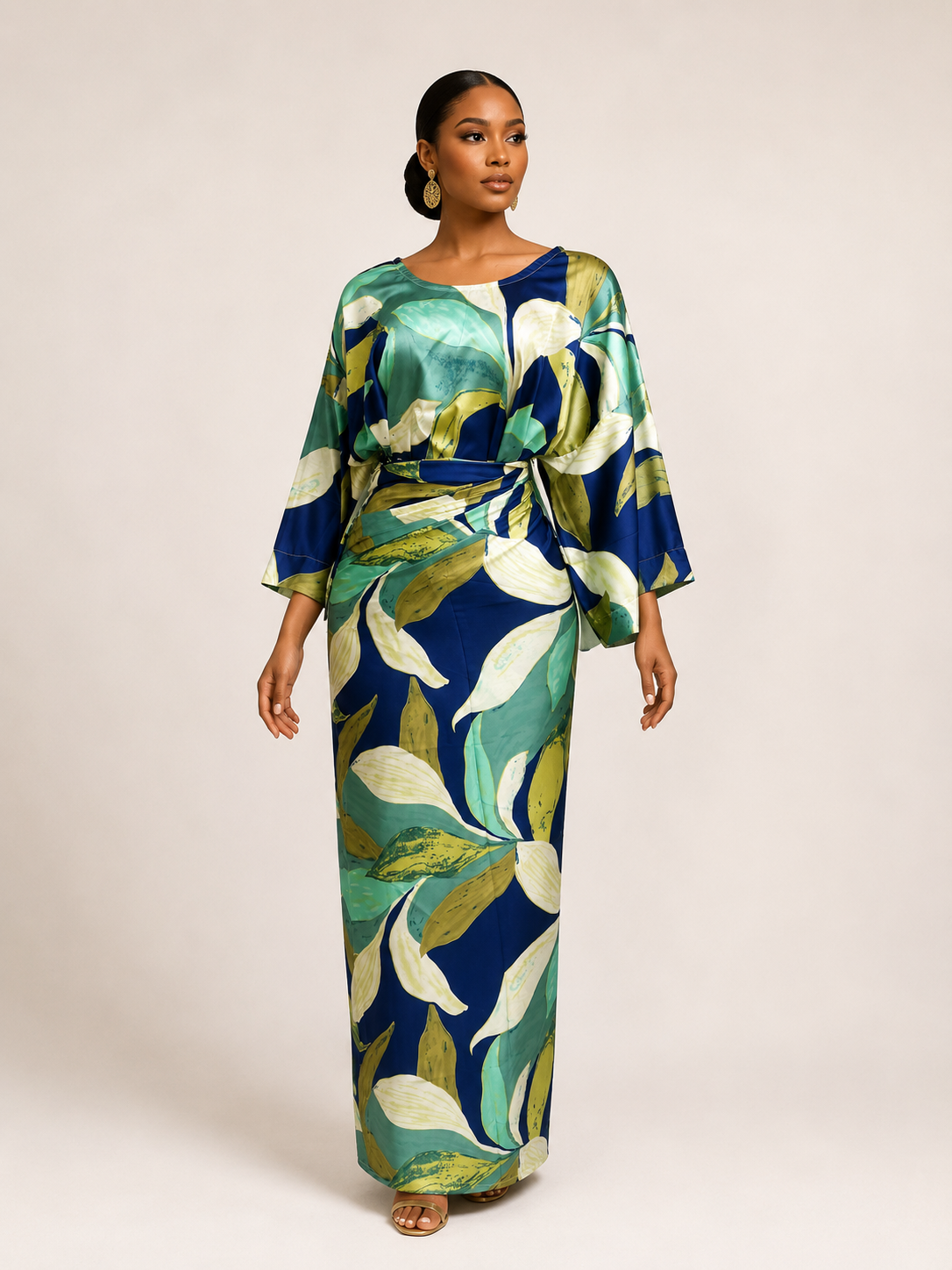 *Silky Iro & Buba Wrap Set | Floral Print Two-Piece | Agbeke Style