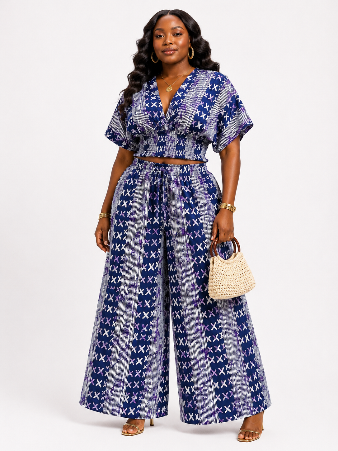 Ankara Smocked Crop Top & Palazzo Pants Set | African Print Co-ord | Agbeke Style