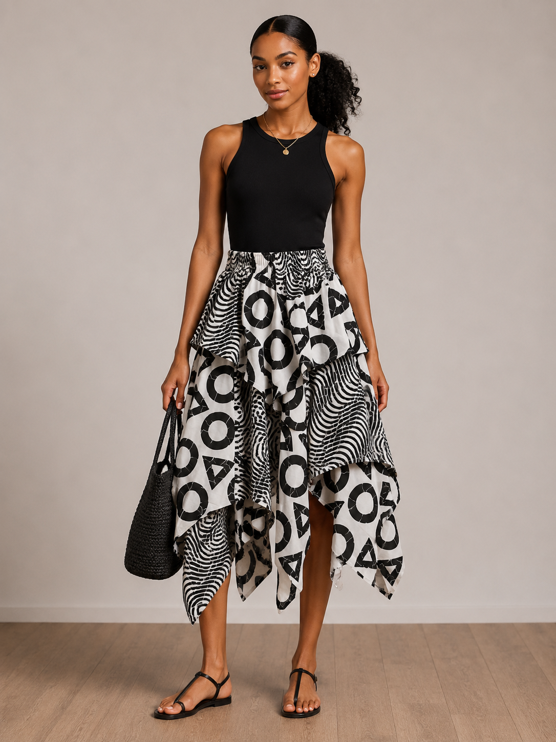 *Ankara Handkerchief Hem Skirt | African Print Skirt | Agbeke Style