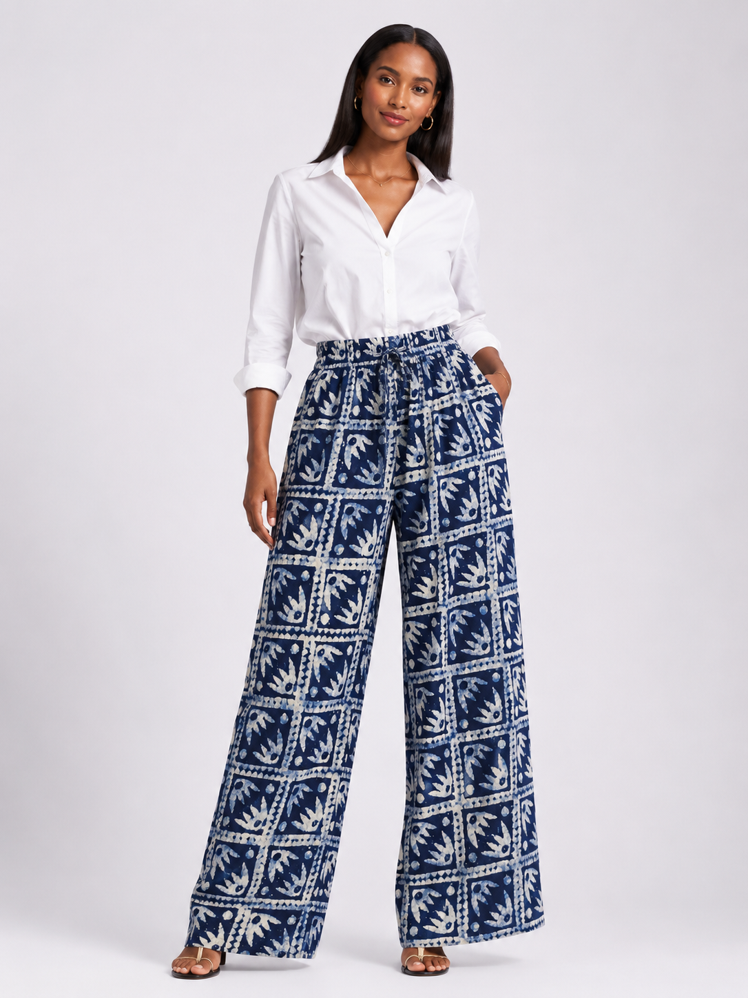 *Adire Wide Leg Pants | African Print Trousers | Agbeke Style