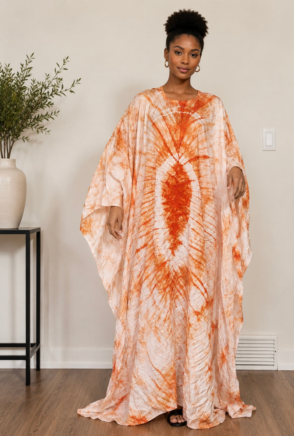 *Adire Silk Caftan | African Print Maxi Dress| Agbeke Style