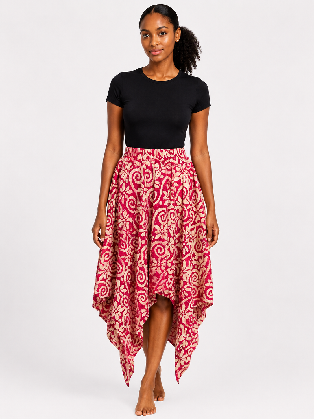 Adire Handkerchief Hem Skirt | African Print Skirt | Agbeke Style