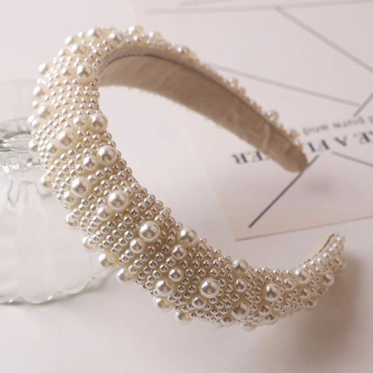 Pearl Encrusted Wide Headband | Statement Hair Accessory | Agbeke Style
