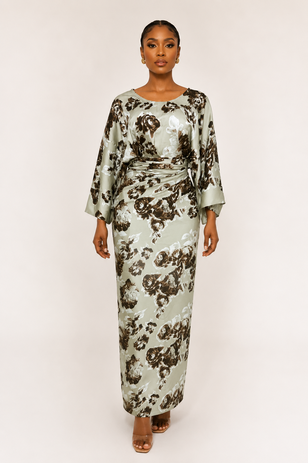 *Silky Iro & Buba Wrap Set | Floral Print Two-Piece | Agbeke Style