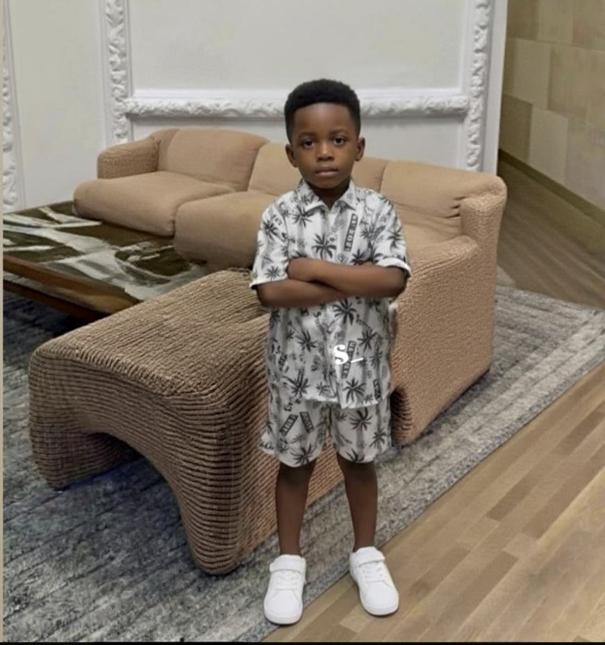**Printed Shirt & Shorts Set | Boys' 2-Piece Set | Agbeke Style