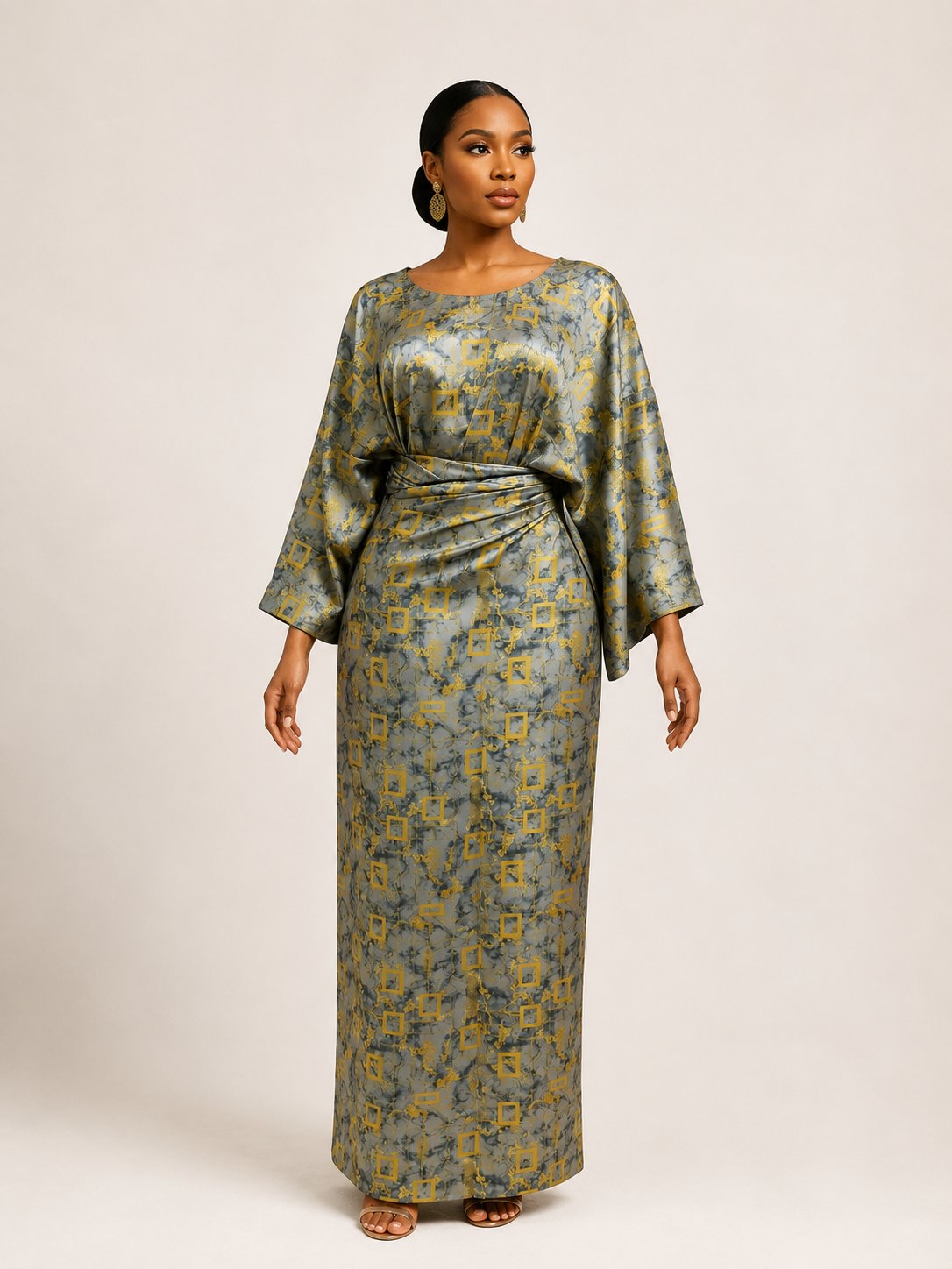 *Silky Iro & Buba Wrap Set | Floral Print Two-Piece | Agbeke Style