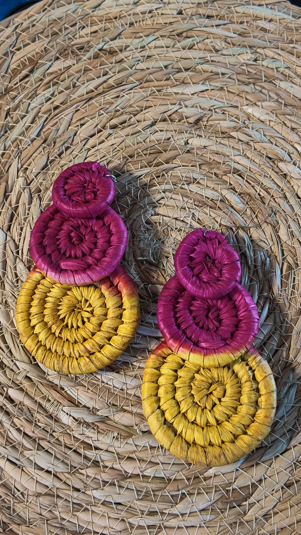 Hand-Woven Raffia Statement Drop Earrings | Bohemian Artisan Jewelry | Agbeke Style
