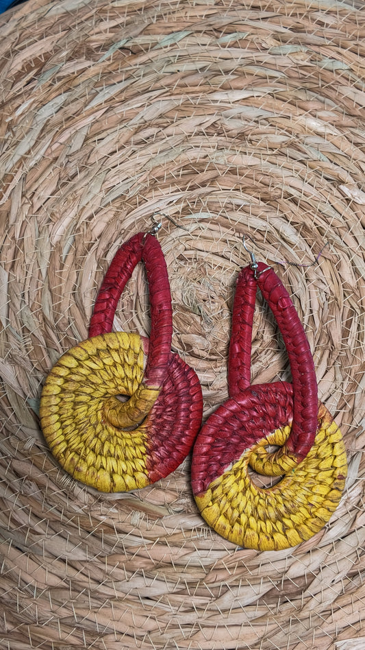 Hand-Woven Raffia Statement Drop Earrings | Bohemian Artisan Jewelry | Agbeke Style