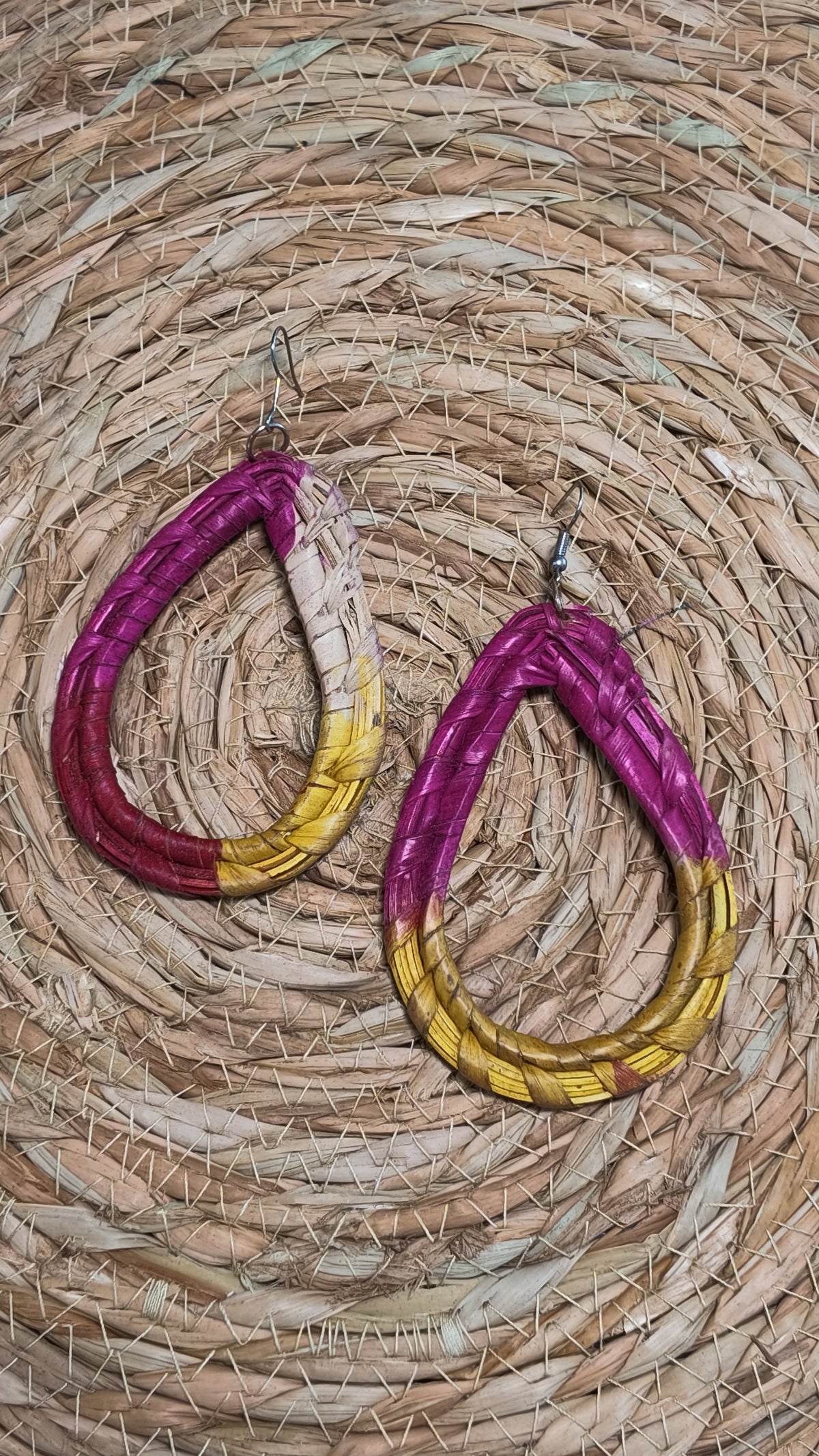 Hand-Woven Raffia Statement Drop Earrings | Bohemian Artisan Jewelry | Agbeke Style