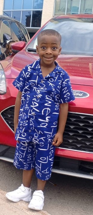 **Ankara Text Print Shirt & Shorts Kids Set | African Print Boys' 2-Piece | Agbeke Style