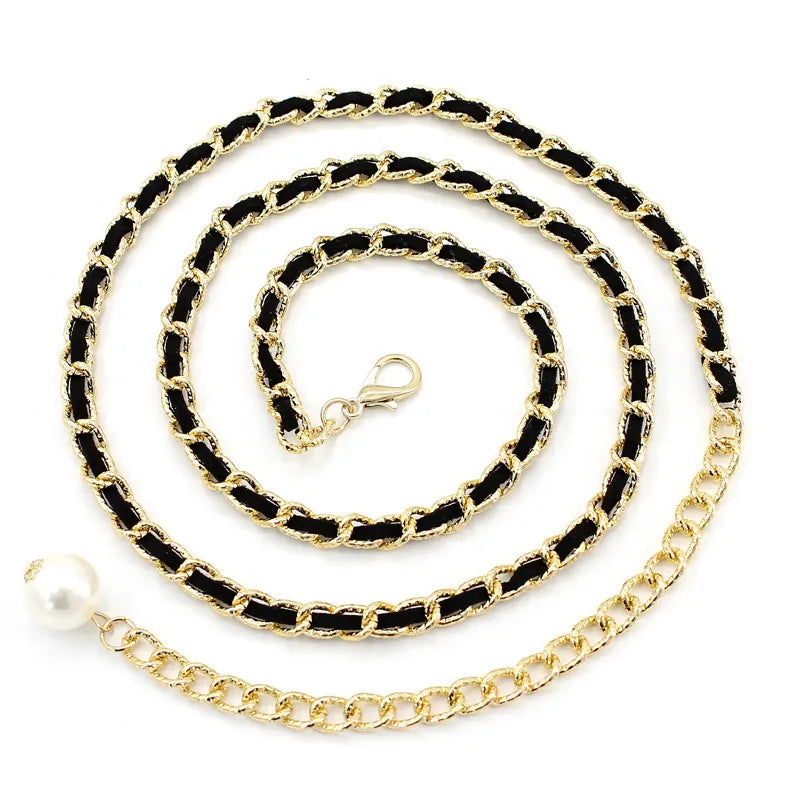 *Faux Pearl Pendant Chain Belt | Women's Waist Accessory | Agbeke Style