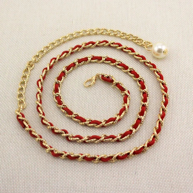 *Faux Pearl Pendant Chain Belt | Women's Waist Accessory | Agbeke Style