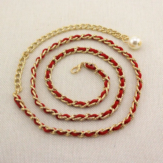 *Faux Pearl Pendant Chain Belt | Women's Waist Accessory | Agbeke Style