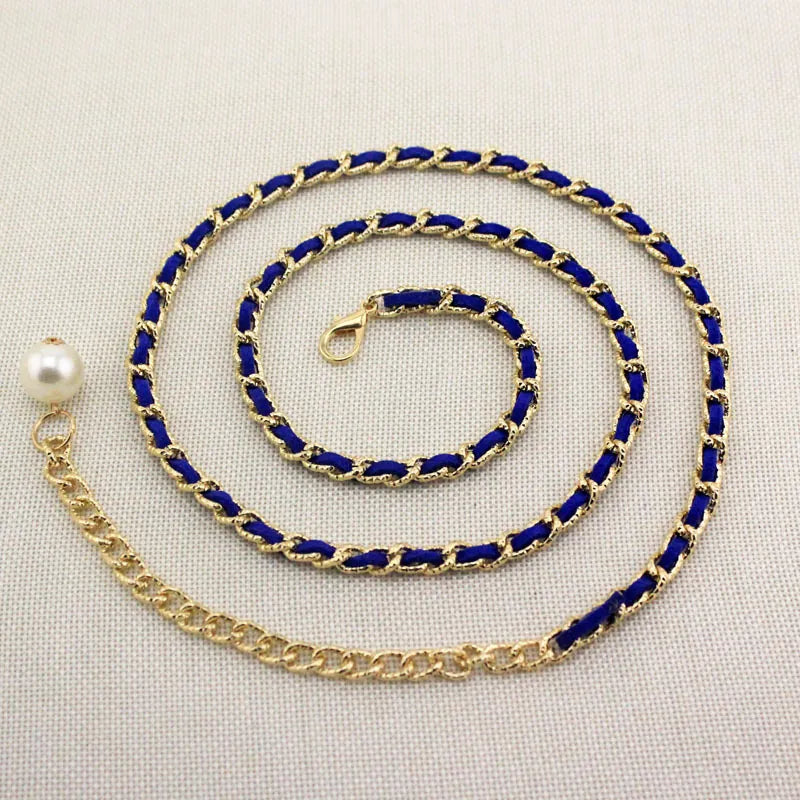 *Faux Pearl Pendant Chain Belt | Women's Waist Accessory | Agbeke Style