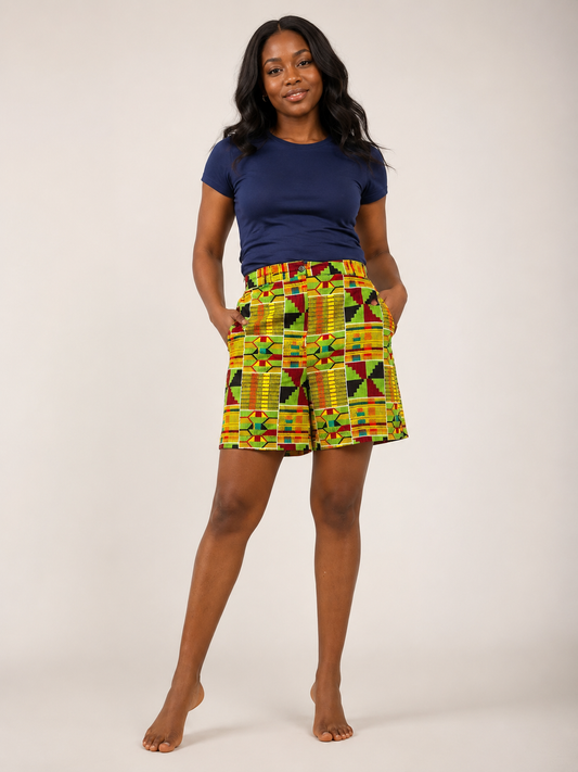 Ankara High-Waist Shorts | African Print Women's Shorts | Agbeke Style