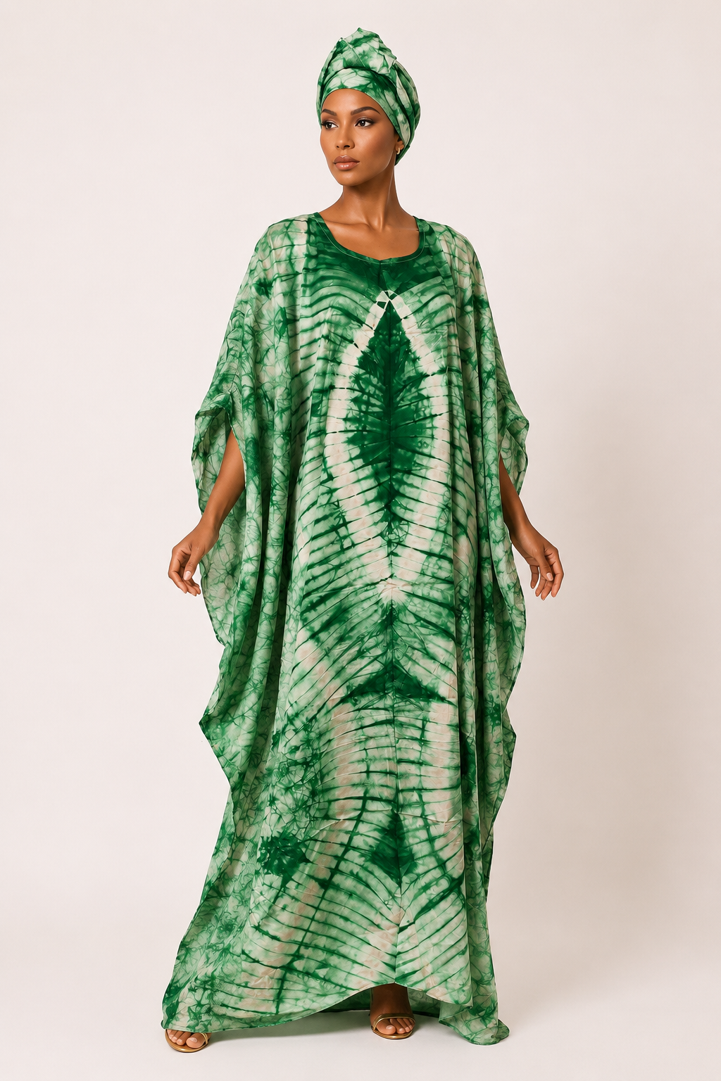 *Adire Silk Caftan | African Print Maxi Dress| Agbeke Style