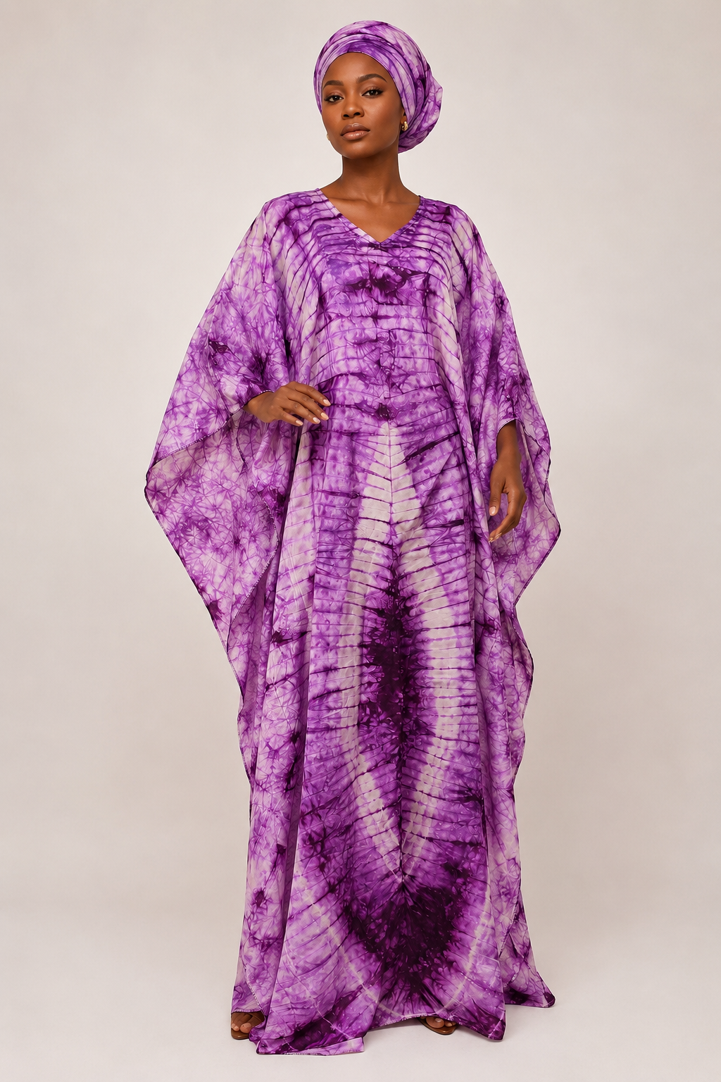 *Adire Silk Caftan | African Print Maxi Dress| Agbeke Style