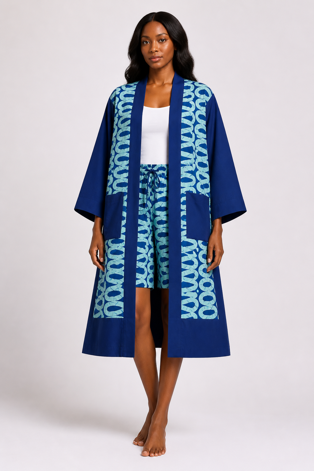 Ankara & Crepe Kimono with Optional Shorts | Agbeke Style
