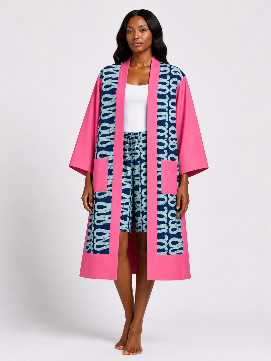 Ankara & Crepe Kimono with Optional Shorts | Agbeke Style