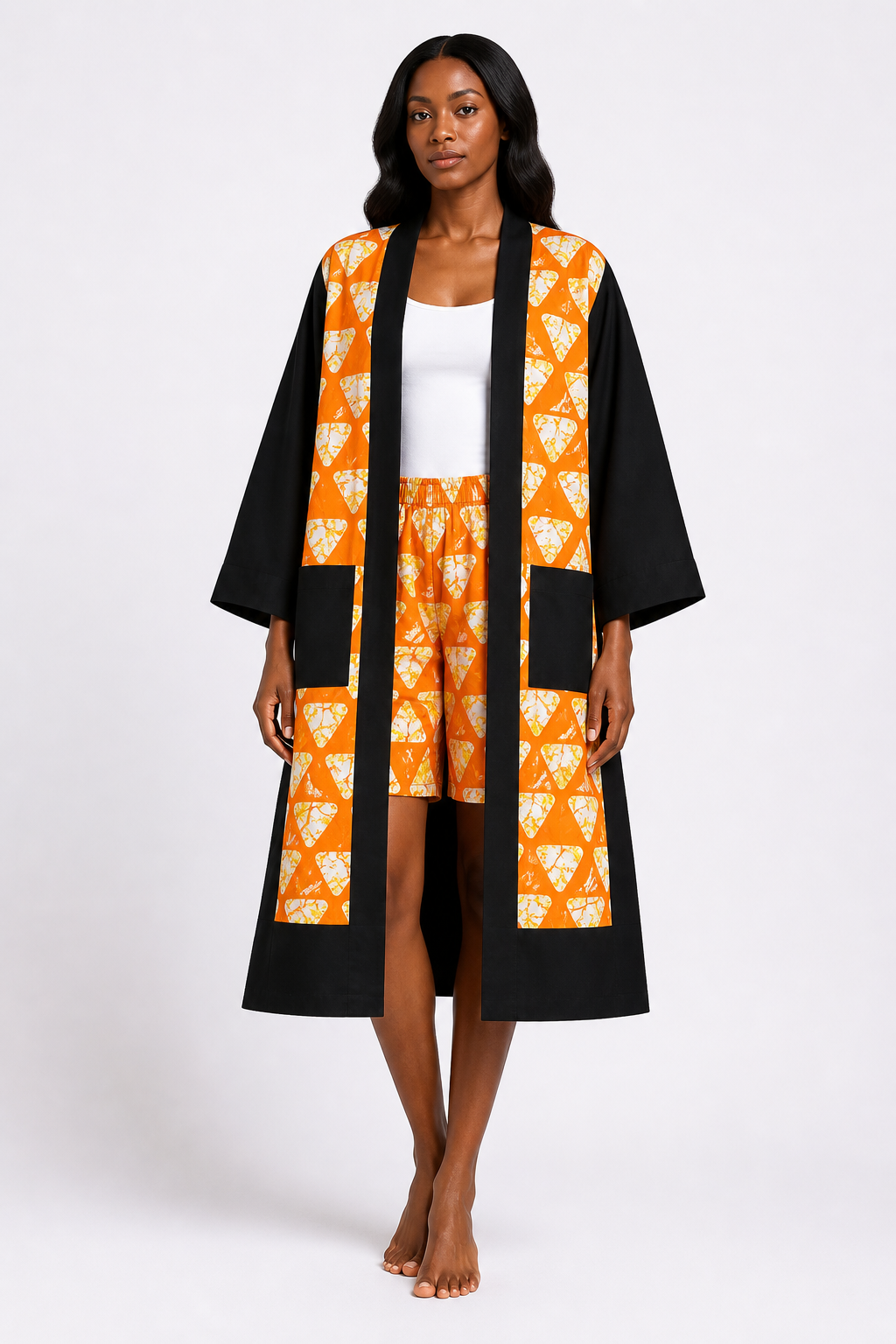 Ankara & Crepe Kimono with Optional Shorts | Agbeke Style