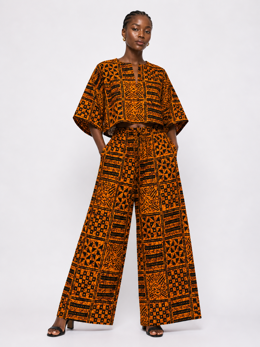 Ankara Crop Top & Wide Leg Palazzo Set | African Print Co-ord | Agbeke Style