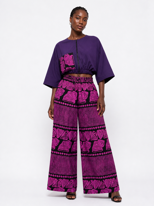 Ankara 2-Piece Zip Top & Wide Leg Palazzo Set | Agbeke Style