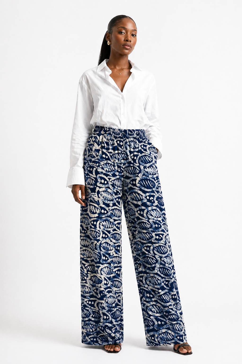 *Adire Wide Leg Pants | African Print Trousers | Agbeke Style