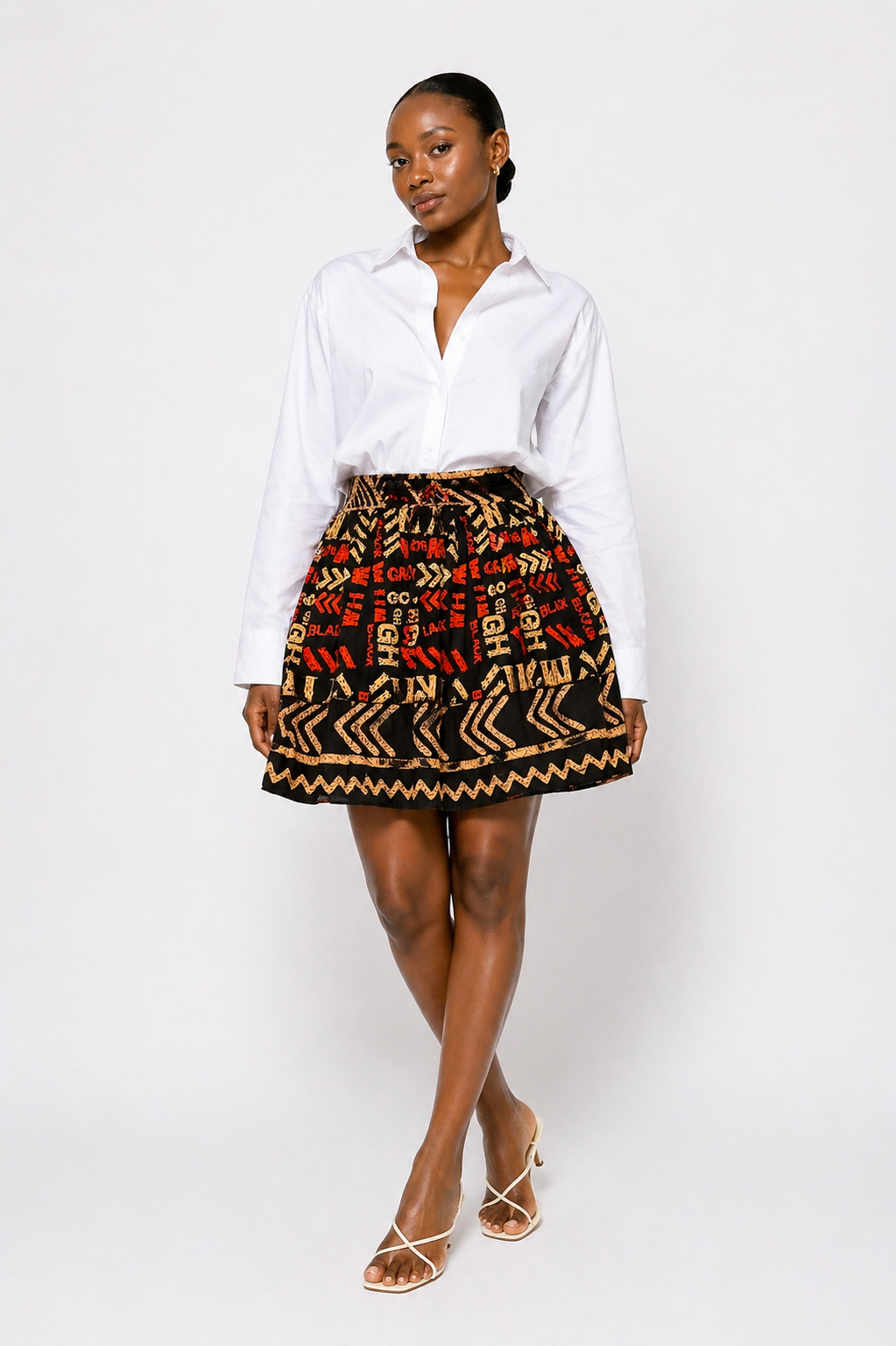Ankara 2-Tiered Drawstring Skirt | African Print Skirt | Agbeke Style
