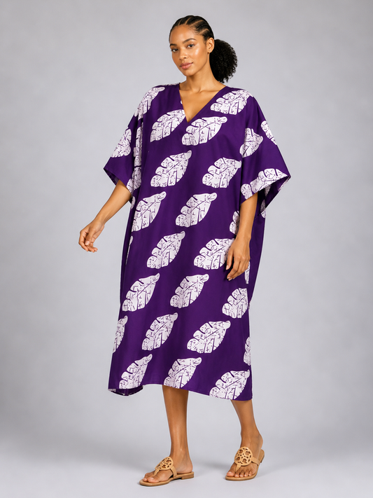 Ankara 3-Stripe V-Neck Midi Dress | African Print | Agbeke Style.