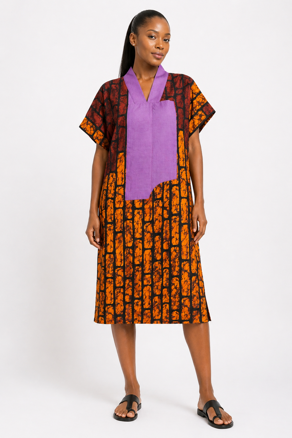 Ankara & Asooke Knee Length Bubu  | African Print Dress | Agbeke Style