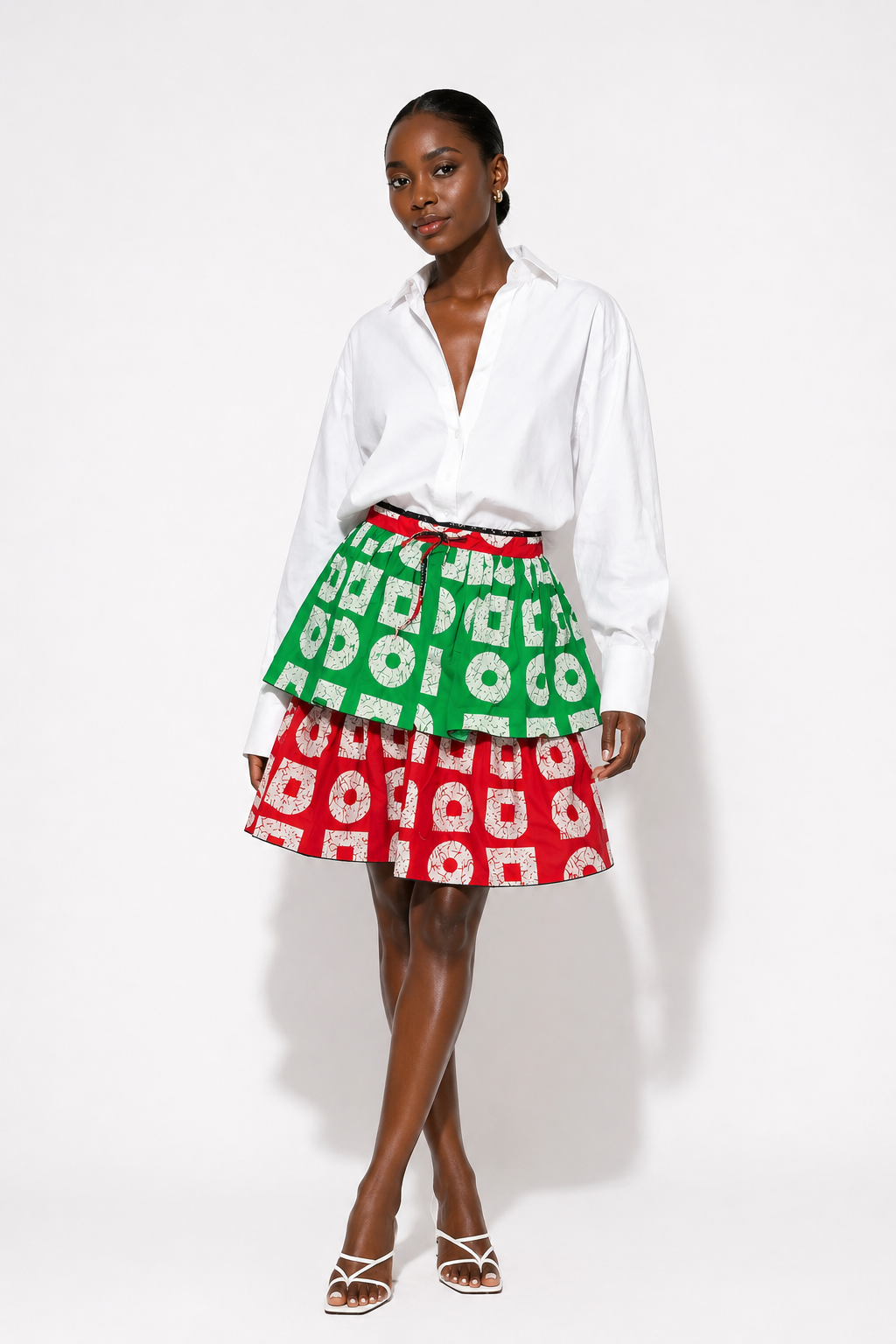 Ankara 2-Tiered Drawstring Skirt | African Print Skirt | Agbeke Style