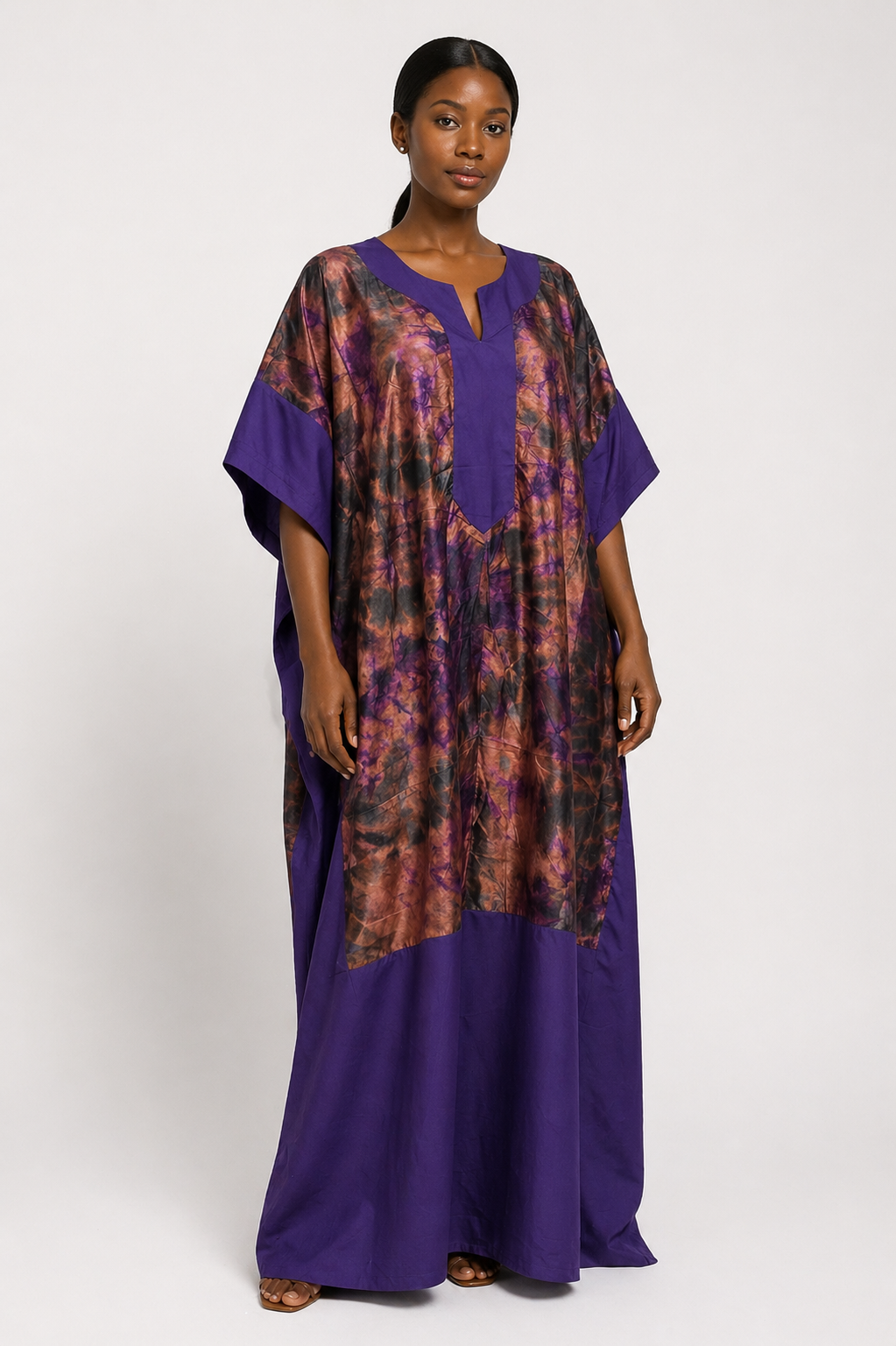 Adire Silk Caftan | African Print Maxi Dress| Agbeke Style