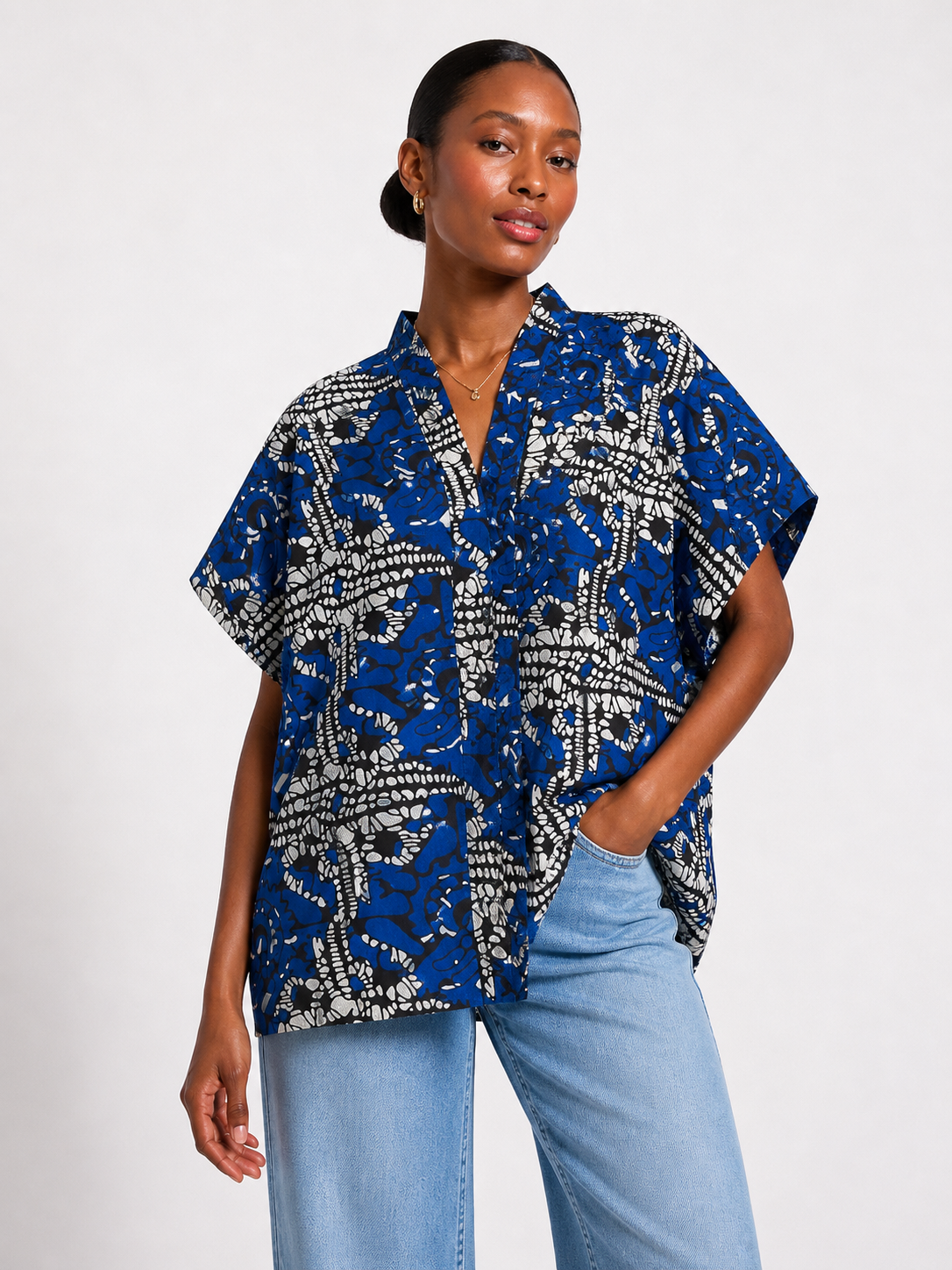 Ankara Oversized V-Neck Top | African Print Top | Agbeke Style