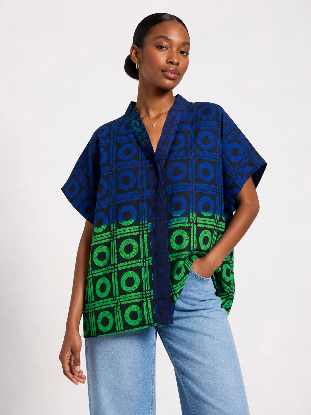 Ankara Oversized V-Neck Top | African Print Top | Agbeke Style