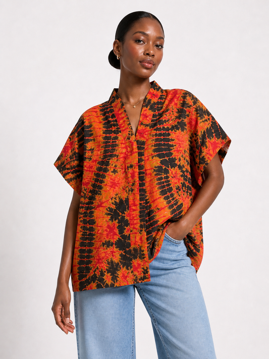Ankara Oversized V-Neck Top | African Print Top | Agbeke Style