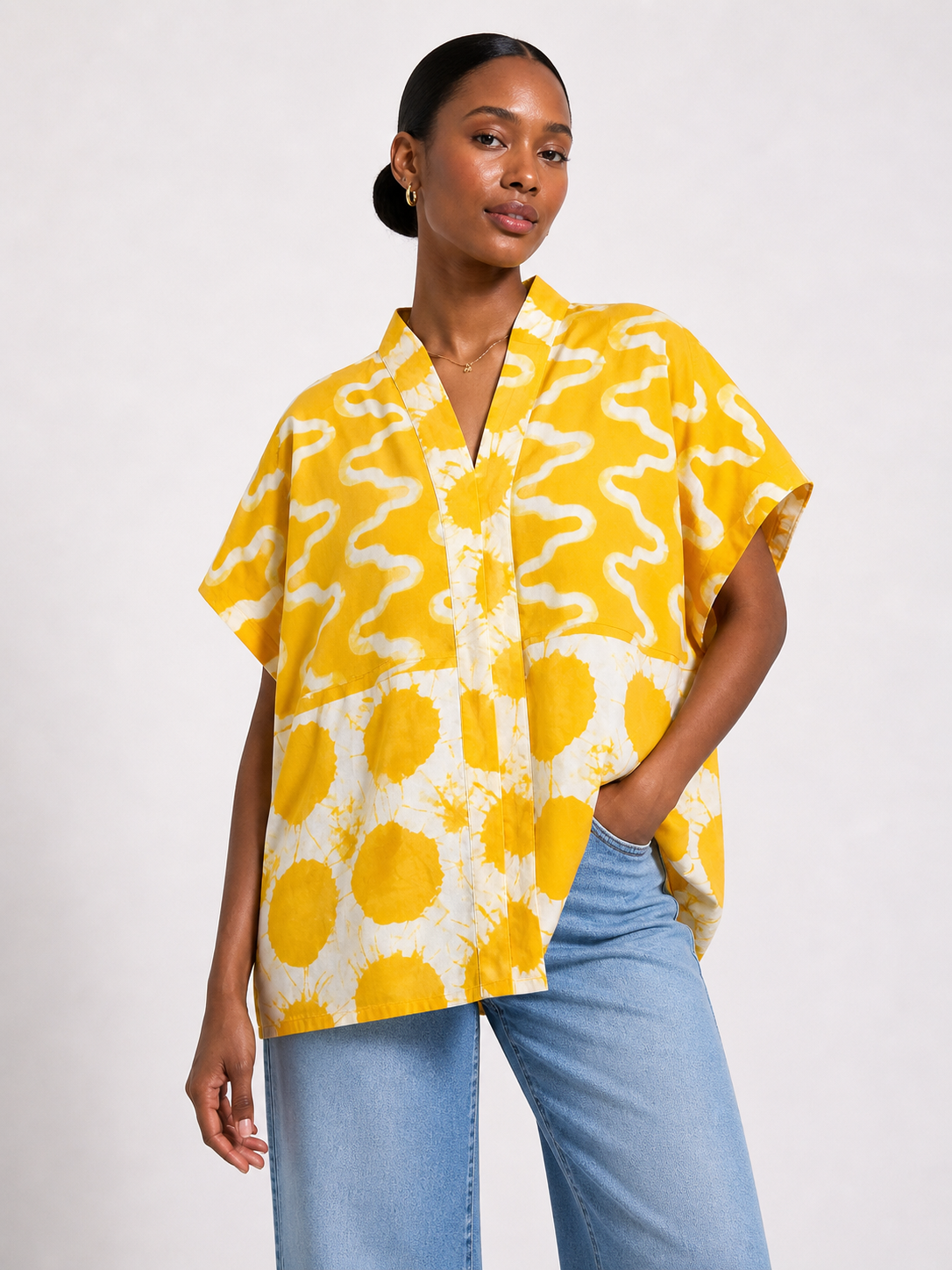 Ankara Oversized V-Neck Top | African Print Top | Agbeke Style