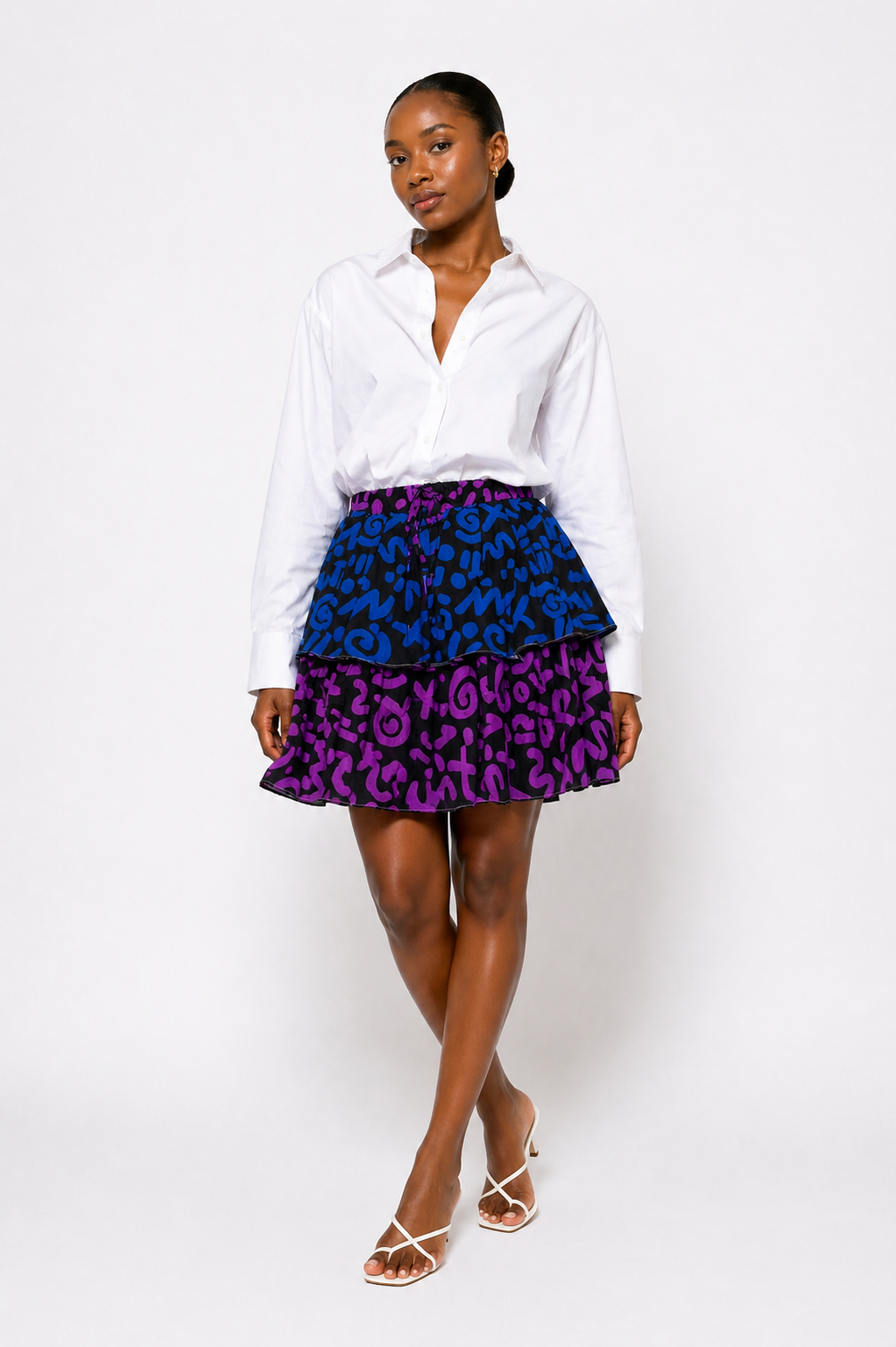 Ankara 2-Tiered Drawstring Skirt | African Print Skirt | Agbeke Style