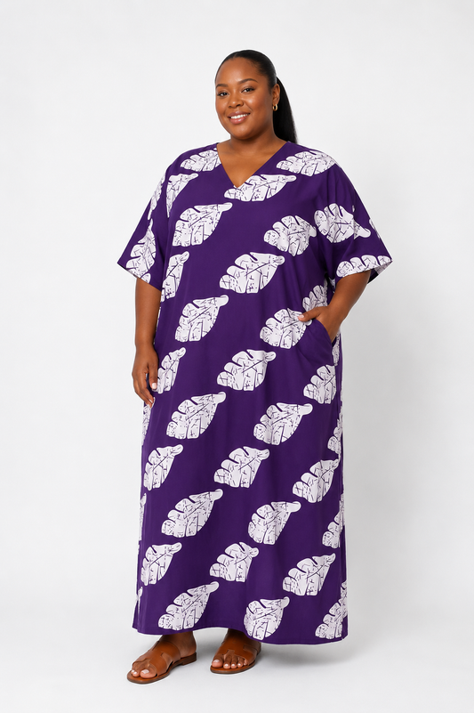 V-Neck 3-Stripe Back Maxi Dress (Long) | African Print Bubu| Agbeke Style