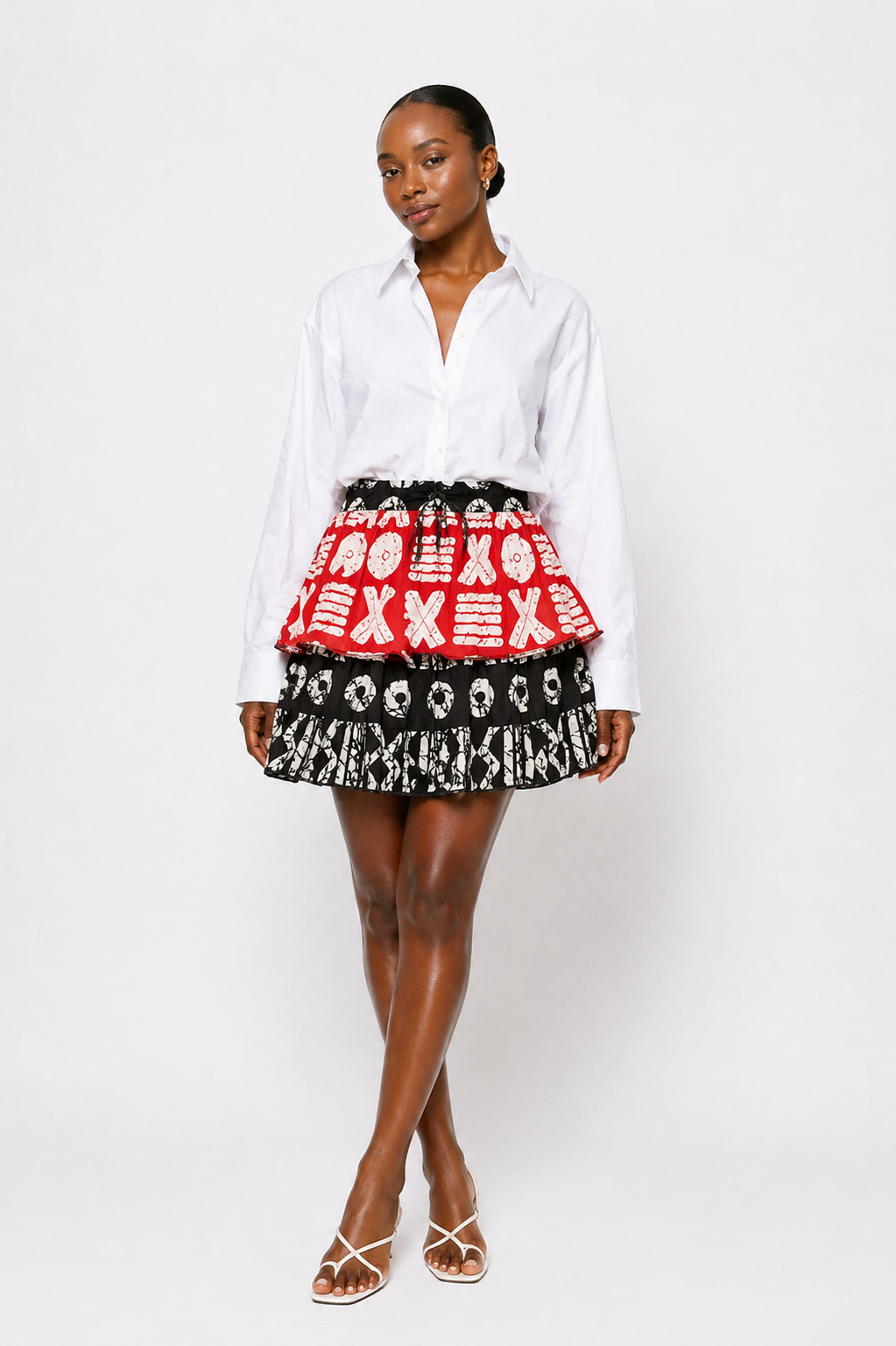 Ankara 2-Tiered Drawstring Skirt | African Print Skirt | Agbeke Style