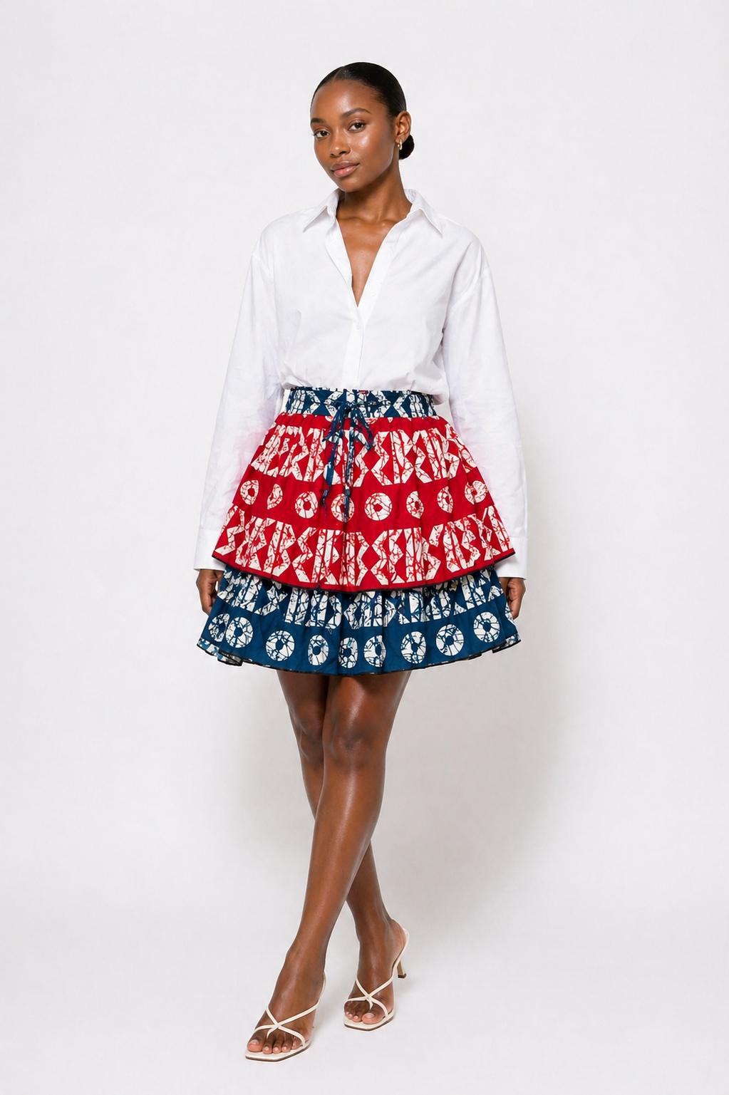 Ankara 2-Tiered Drawstring Skirt | African Print Skirt | Agbeke Style
