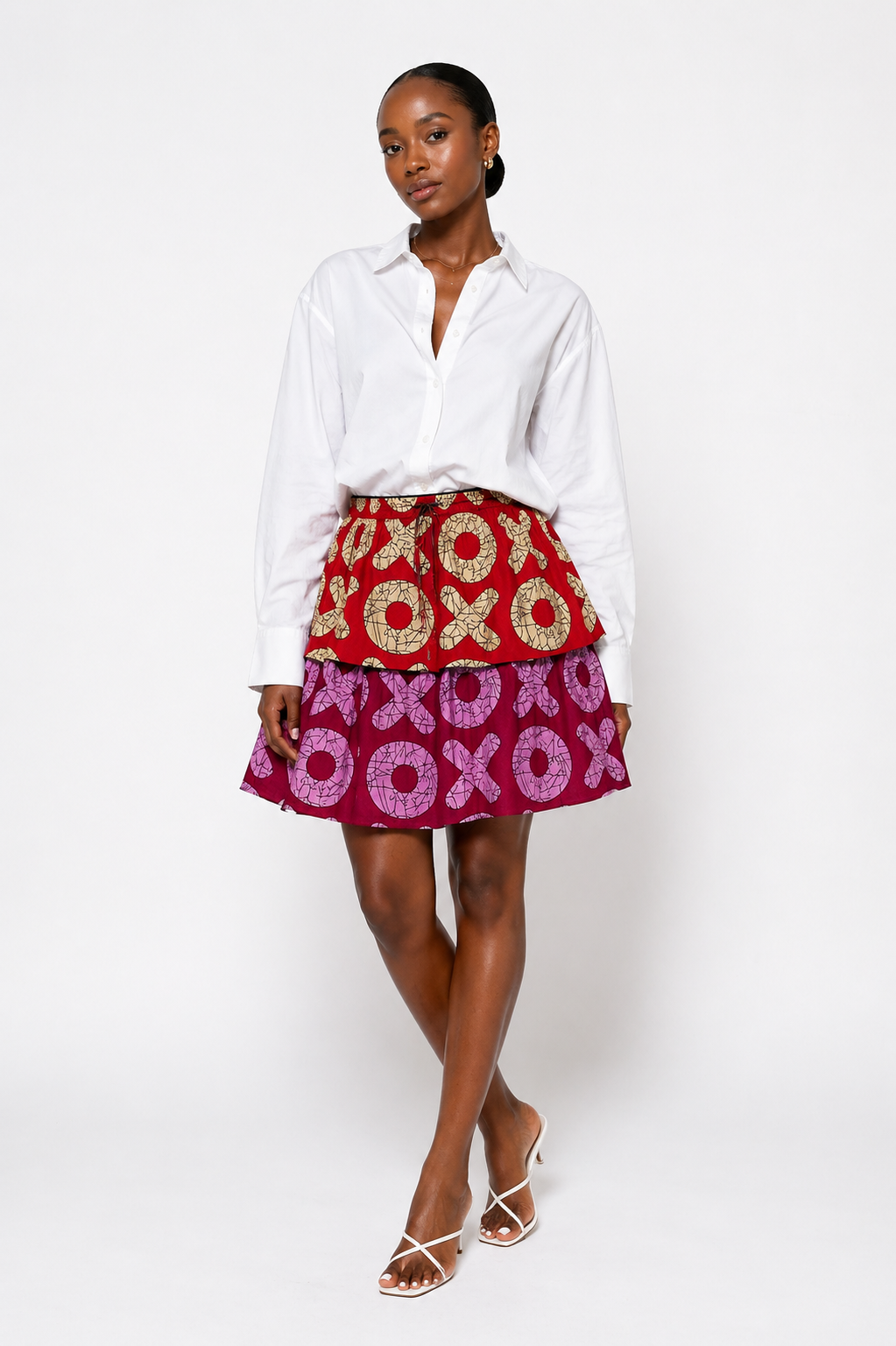 Ankara 2-Tiered Drawstring Skirt | African Print Skirt | Agbeke Style