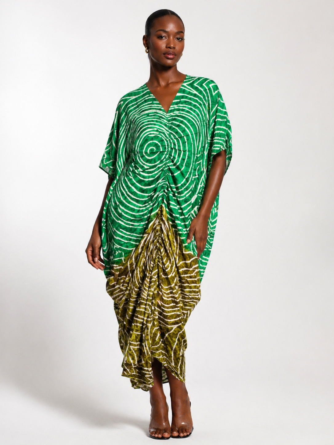 Ruched Midi Dress | African Print | Agbeke Style