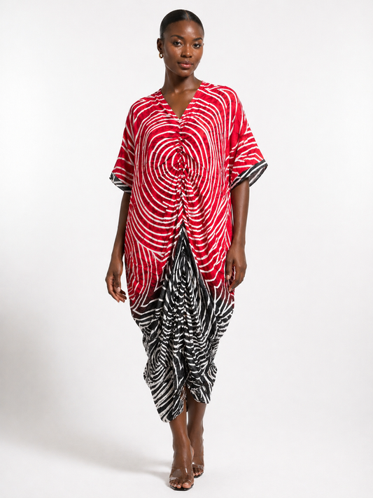 Ruched Midi Dress | African Print | Agbeke Style