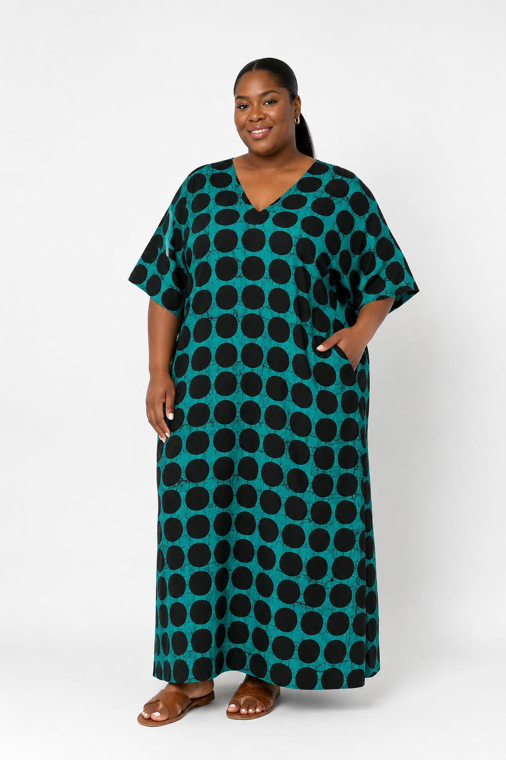 V-Neck 3-Stripe Back Maxi Dress (Long) | African Print Bubu| Agbeke Style