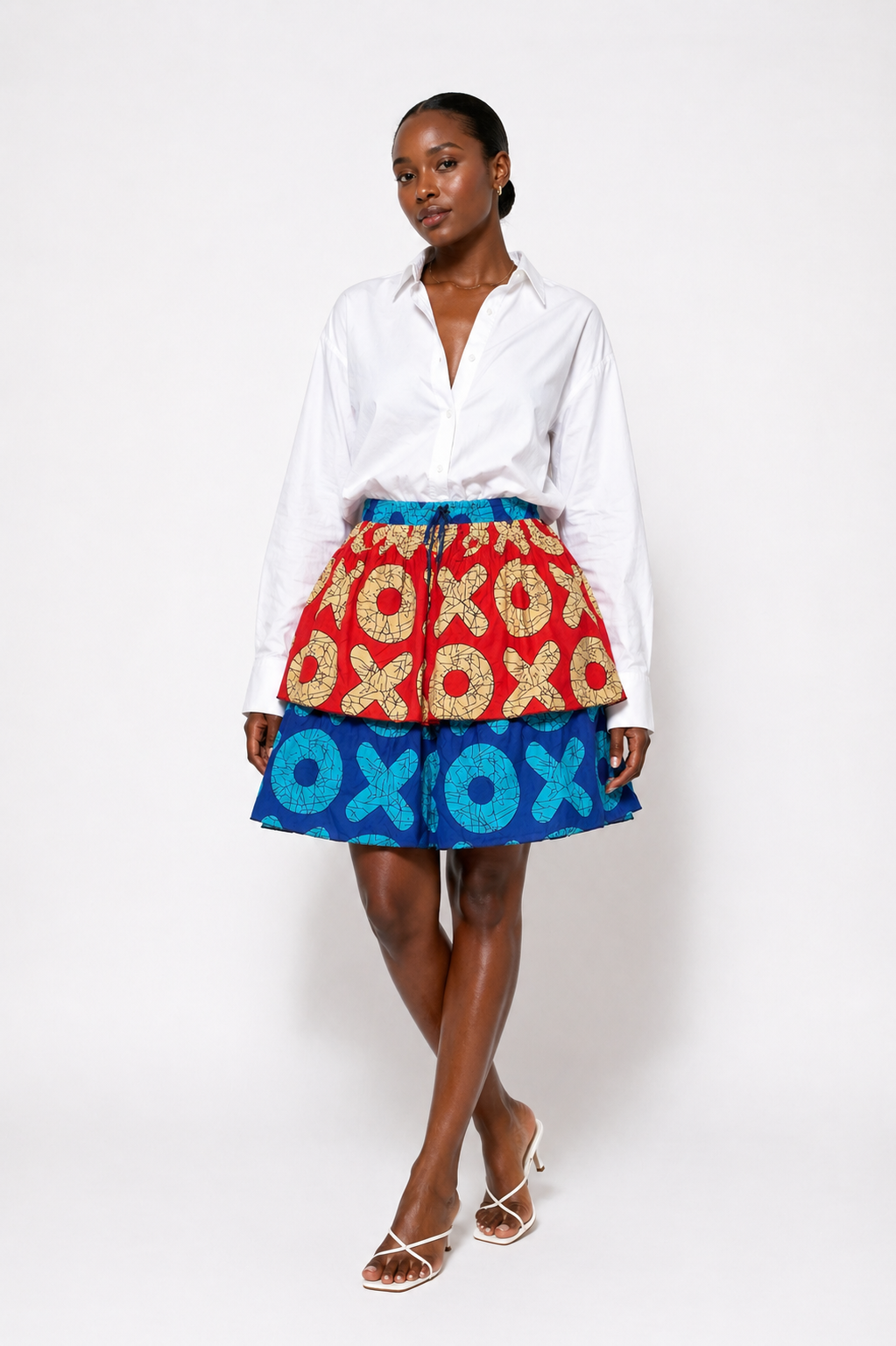 Ankara 2-Tiered Drawstring Skirt | African Print Skirt | Agbeke Style