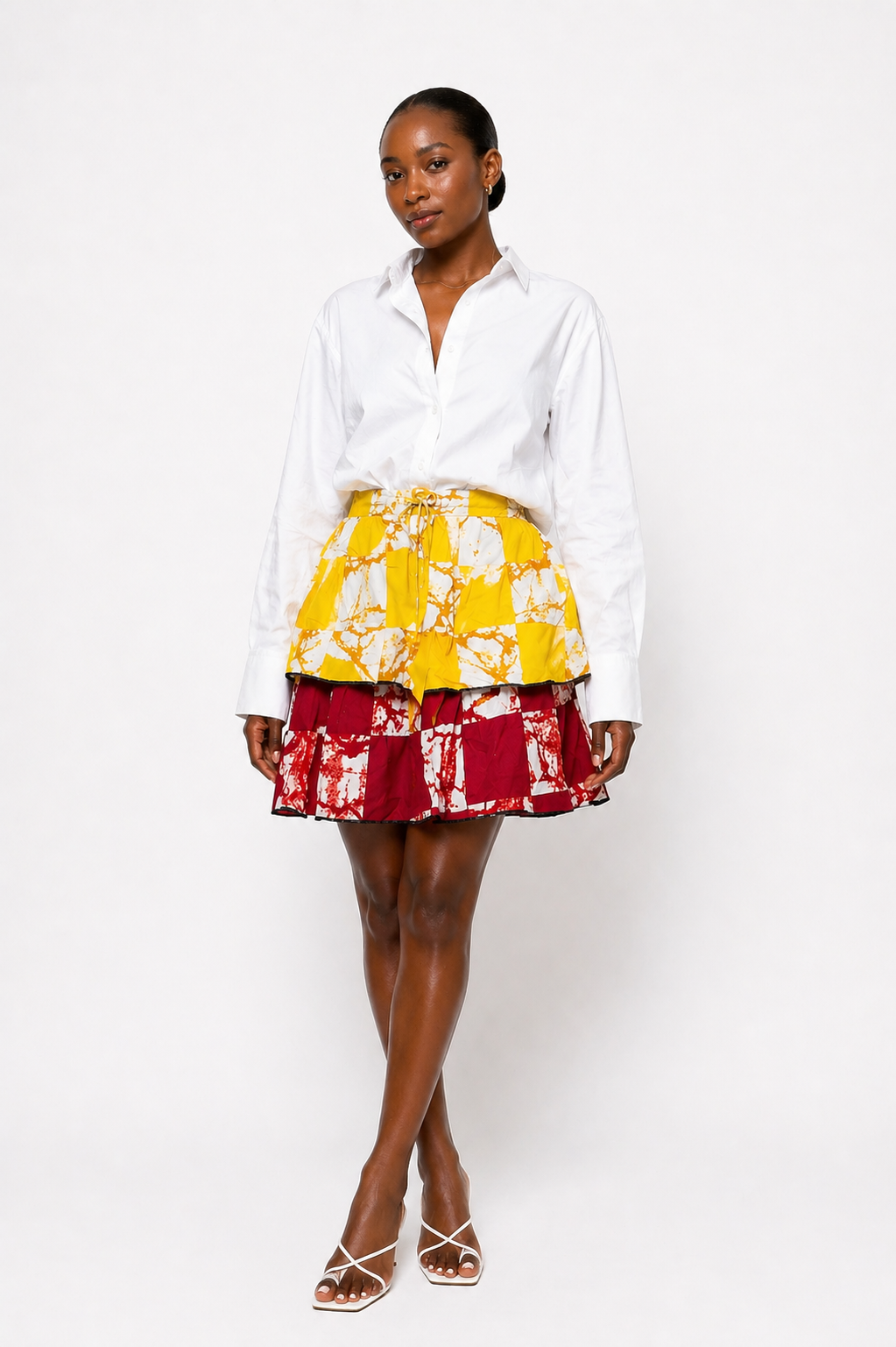 Ankara 2-Tiered Drawstring Skirt | African Print Skirt | Agbeke Style
