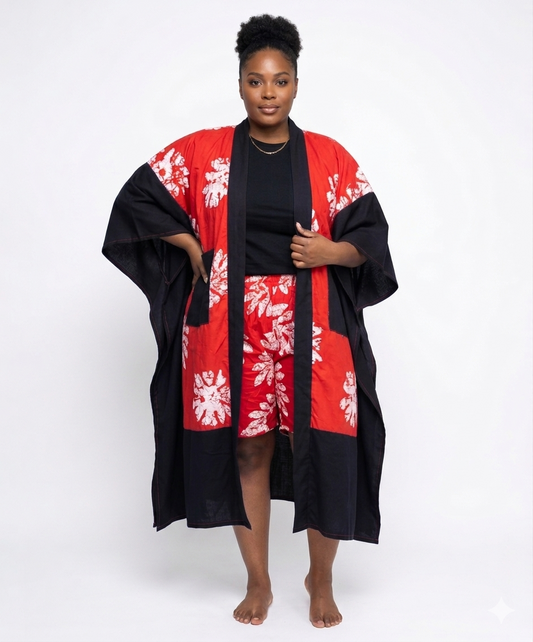 Ankara & Crepe Kimono with Optional Shorts | Agbeke Style