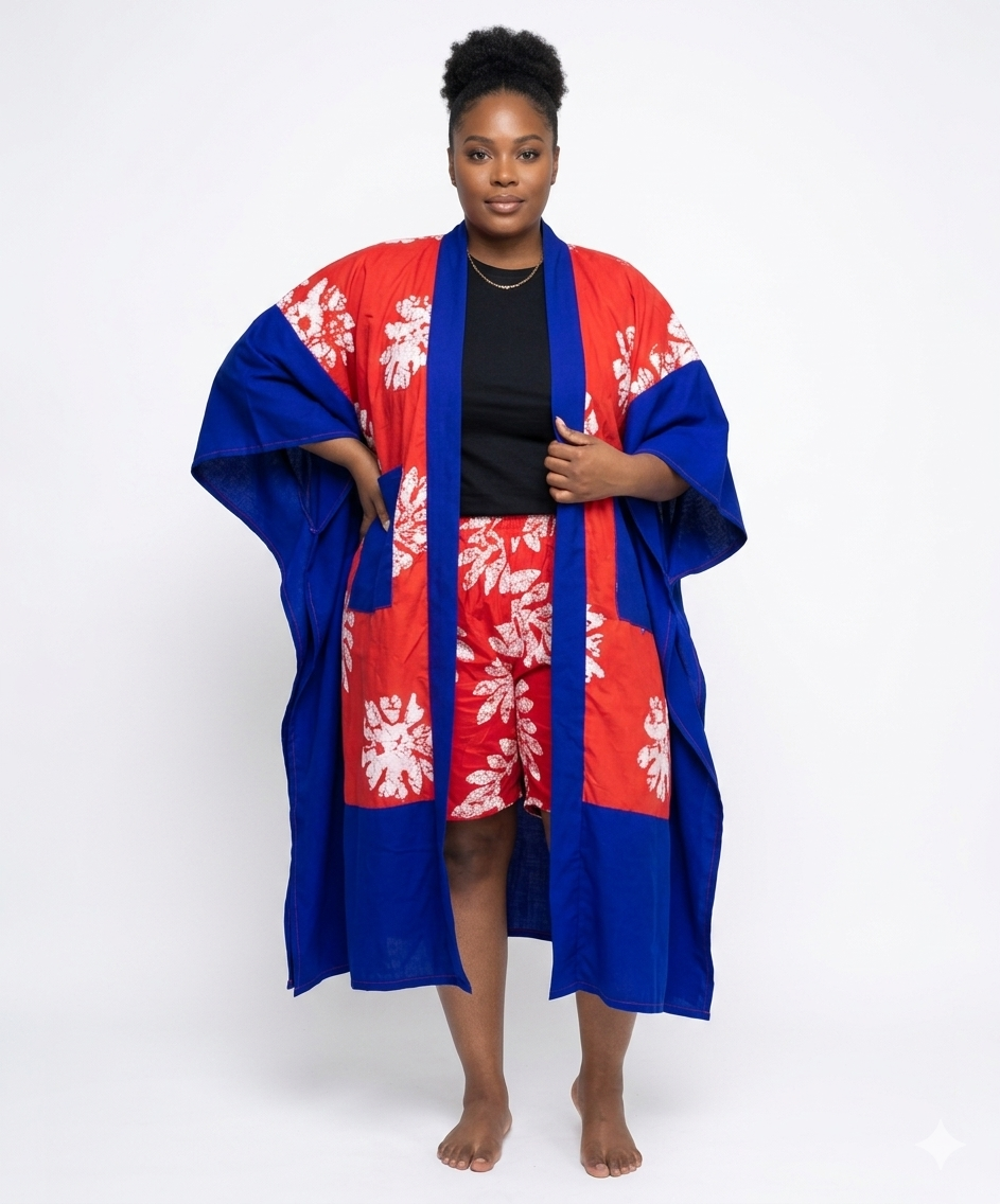 Ankara Kimono + Shorts Set(M-L)